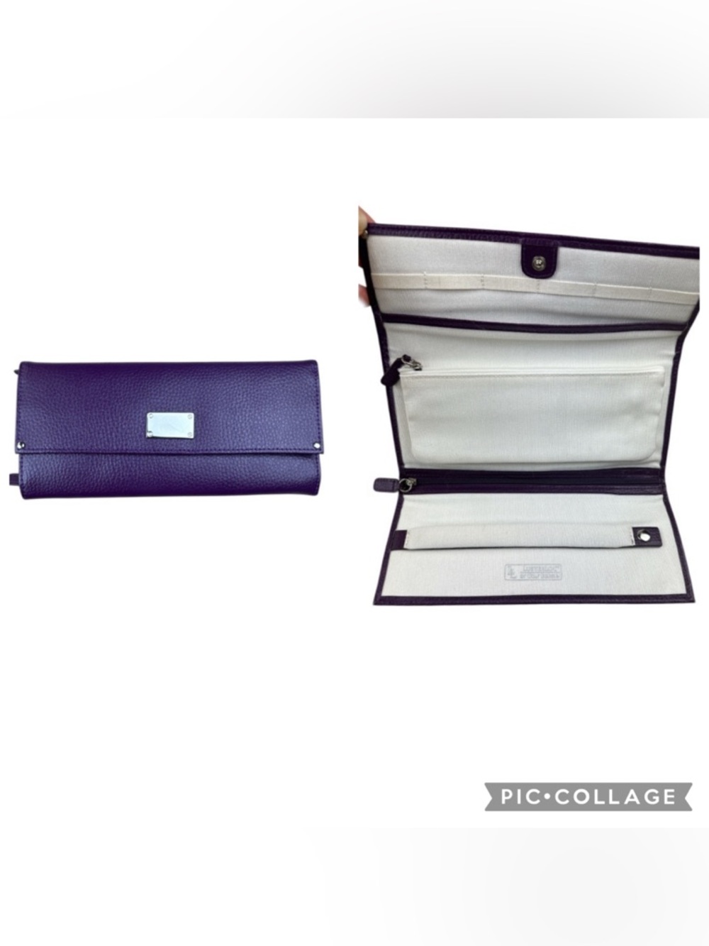 Wolf Designs LusterLoc Purple Leather Travel Jewelry Organizer Roll Anti-Tarnish